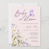 Pink Baby in Bloom Wildblume Babydusche Einladung (Vorderseite)