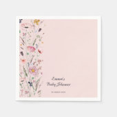 Pink Baby in Bloom Wildblume Babydusche Serviette (Vorderseite)