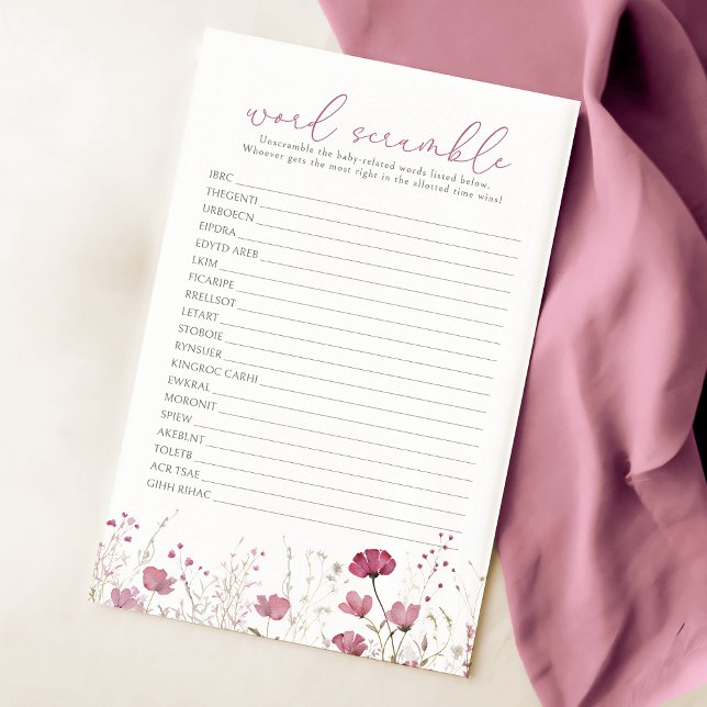 Pink Baby in Bloom Wildblume Word Scramble Game (Von Creator hochgeladen)
