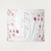 Pink Baby In Bloom Wildflower Baby Shower Backdrop Wandteppich (Vorderseite (Horizontal))