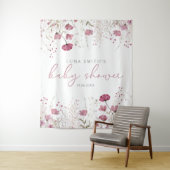 Pink Baby In Bloom Wildflower Baby Shower Backdrop Wandteppich (Beispiel)