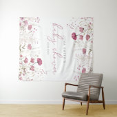 Pink Baby In Bloom Wildflower Baby Shower Backdrop Wandteppich (Beispiel (Horizontal))
