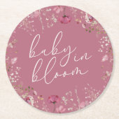 Pink Baby In Bloom Wildflower Baby Shower Runder Pappuntersetzer (Vorderseite)