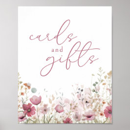 Pink Baby In Bloom Wildflower Cards and Gifts Sign Poster