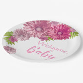 Pink Baby in Blütenbrunch-Dusche Pappteller (Schrägansicht)