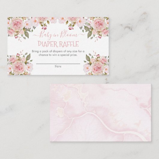 Pink Baby in blutfloralen Windeln Umhüllung Begleitkarte (Vorne/Hinten)