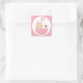 Pink Baby in Umbrella Quadratischer Aufkleber (Tasche)