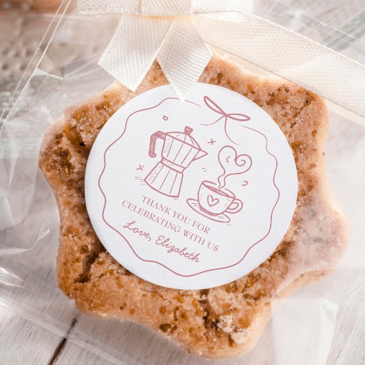 Pink Baby Is Brewing Coffee Thank You Runder Aufkleber