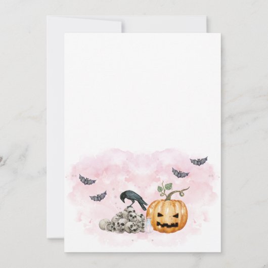 Pink Baby is Brewing Halloween Baby Shower Einladung (Rückseite)