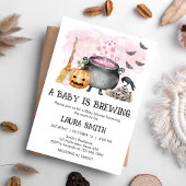 Pink Baby is Brewing Halloween Baby Shower Einladung