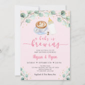 Pink Baby ist das Brechen der Kaffee Baby Dusche Einladung (Vorderseite)