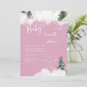 Pink Baby it's Cold Outside Baby Shower II Einladung (Stehend Vorderseite)