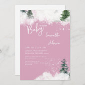 Pink Baby it's Cold Outside Baby Shower II Einladung (Vorne/Hinten)