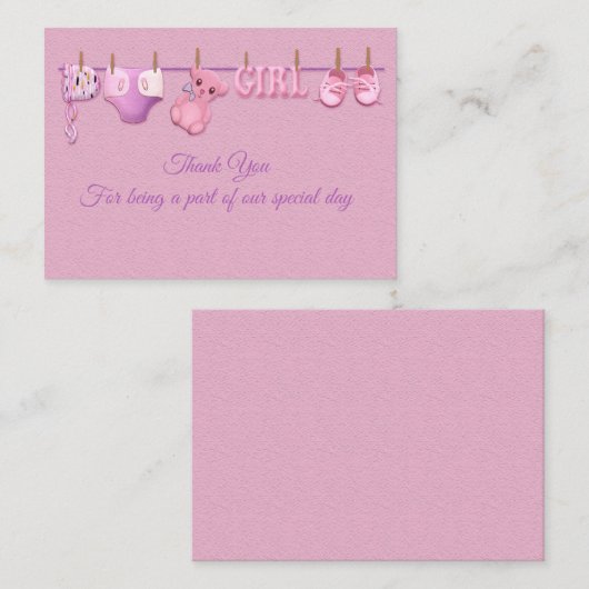 Pink Baby Kleidung Danke Karten (Vorne/Hinten)