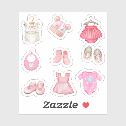 Pink Baby Kleidung Stickers Aufkleber (Blatt)