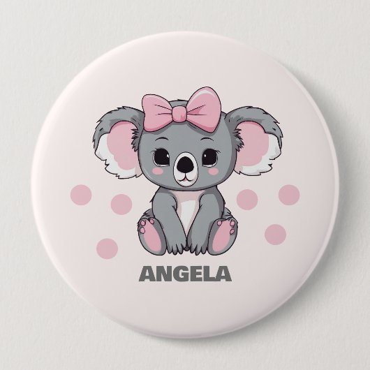 Pink Baby Koala Bear Button (Vorderseite)
