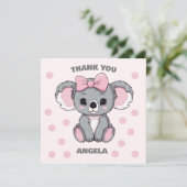 Pink Baby Koala Bear Dankeskarte (Stehend Vorderseite)