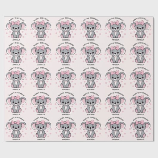 Pink Baby Koala Bear Geschenkpapier (Flach)