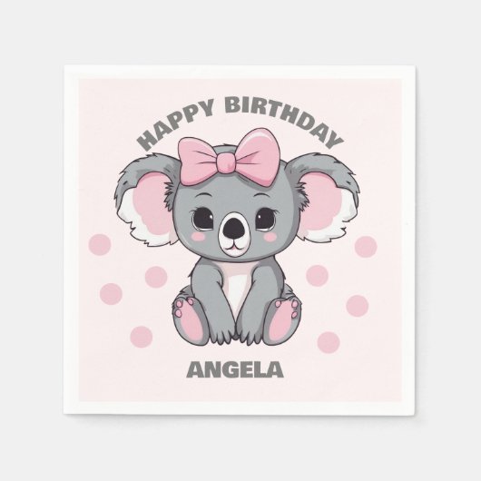 Pink Baby Koala Bear Serviette (Vorderseite)