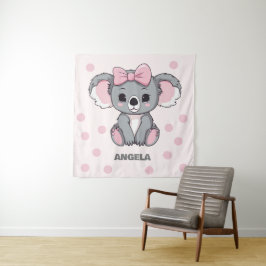 Pink Baby Koala Bear Wandteppich