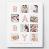 Pink Baby Letters Newborn Baby Foto Grid Collage Fotoplatte (Vorderseite)