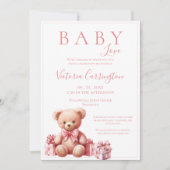 Pink Baby Liebe Watercolor Bärendusche Einladung (Vorderseite)
