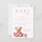Pink Baby Liebe Watercolor Bärendusche RSVP Karte (Vorderseite)