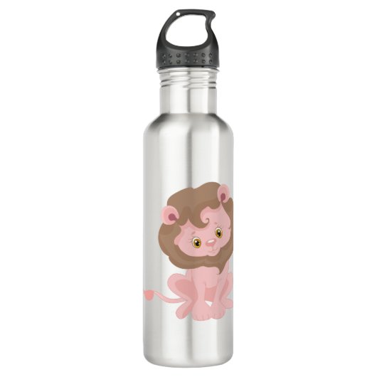 Pink Baby Lion Edelstahlflasche (Vorderseite)