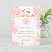 Pink Baby mit kalter Außendusche Einladung (Stehend Vorderseite)