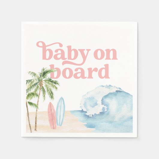 Pink Baby on board Beach Surf Baby Dusche Serviette (Vorderseite)