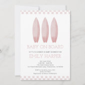 Pink Baby on Board Kinderdusche Einladung (Vorderseite)