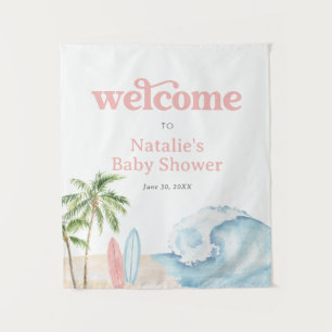 Pink Baby on board Surf Baby Dusche Begrüßungszeic Wandteppich