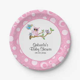 Pink Baby Owl Baby Dusche Thema Pappteller