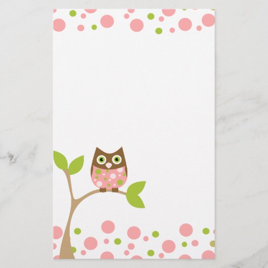Pink Baby Owl Briefpapier (Vorderseite)