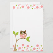 Pink Baby Owl Briefpapier (Vorne/Hinten)