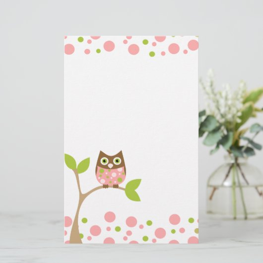 Pink Baby Owl Briefpapier (Stehend Vorderseite)