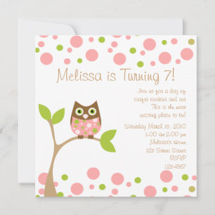 Pink Baby Owl Einladung