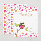 Pink Baby Owl-Hot Pink auf Anfrage Danke Hinweis (Vorne/Hinten)