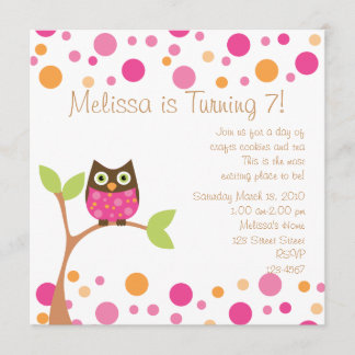 Pink Baby Owl Hot Pink auf Anfrage Einladung