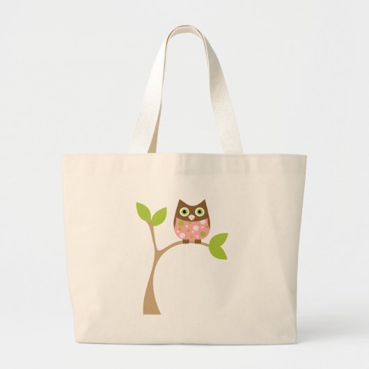 Pink Baby Owl Jumbo Stoffbeutel (Vorne)