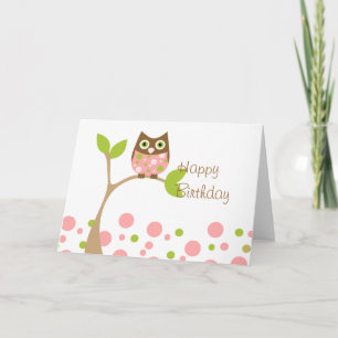 Pink Baby Owl Karte