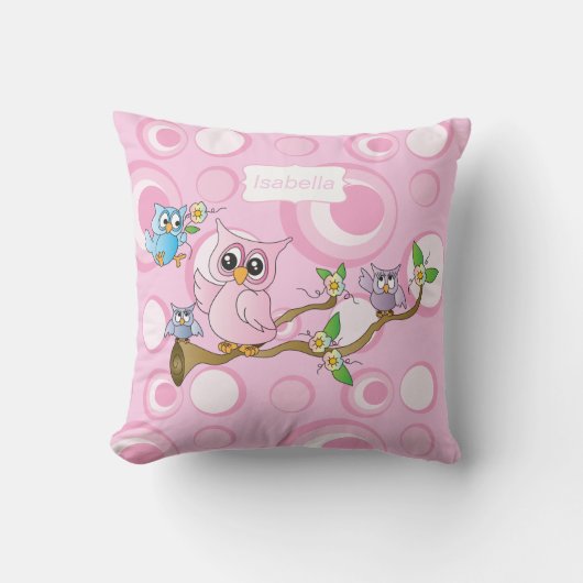 Pink Baby Owl Kissen (Vorderseite)