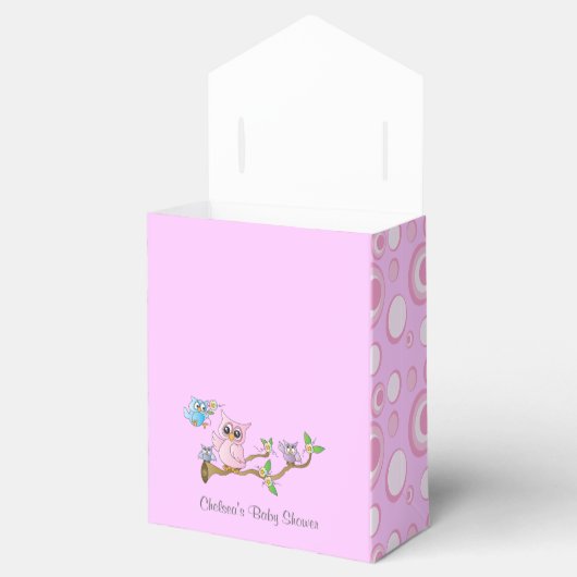 Pink Baby Owl | Thema Dusche Geschenkschachtel (Geöffnet)