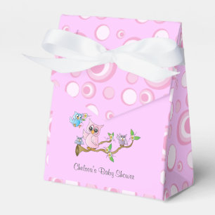 Pink Baby Owl Thema Dusche Geschenkschachtel