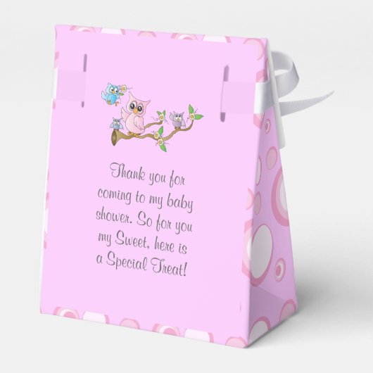 Pink Baby Owl | Thema Dusche Geschenkschachtel (Rückseite)