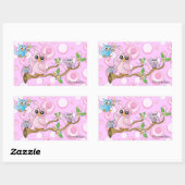 *Pink Baby Owl | Thema Dusche Rechteckiger Aufkleber (Blatt)
