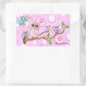 *Pink Baby Owl | Thema Dusche Rechteckiger Aufkleber (Tasche)