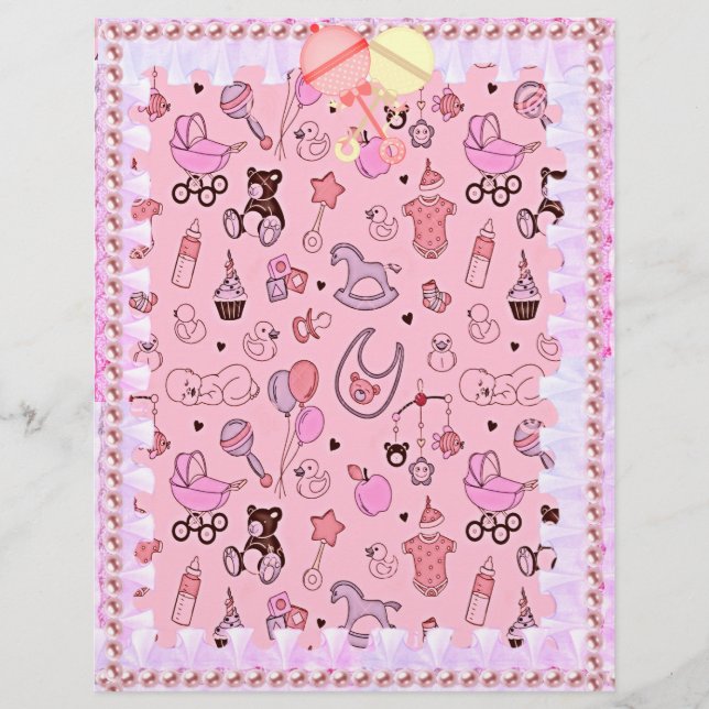 Pink Baby Paper mit Spitzen und Perlen (Vorderseite)