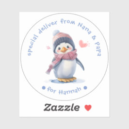 Pink Baby Penguin Weihnachten für Kinder Geschenke Aufkleber