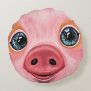 Pink Baby Pig Funny Round Pillow - Lächeln Rundes Kissen